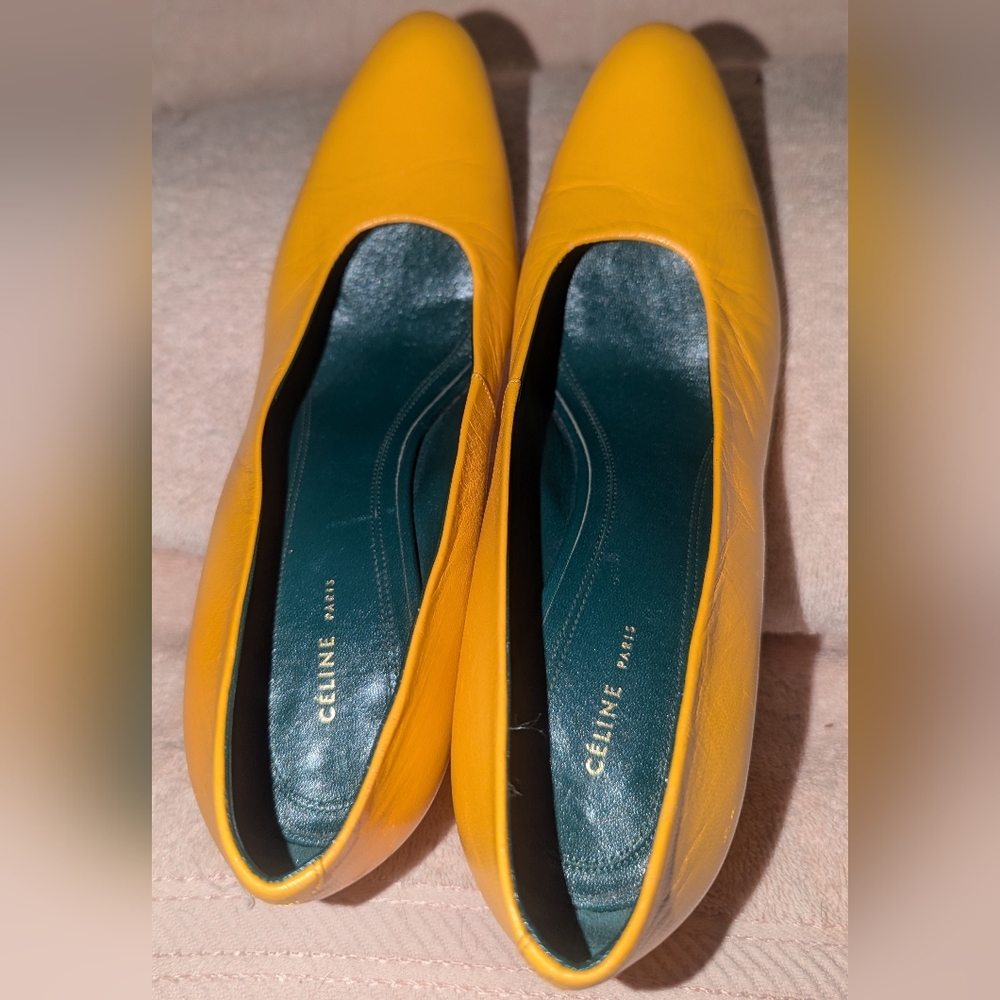 Celine Phoebe Philo Yellow Leather Heels. 36.5 - Picture 2 of 10